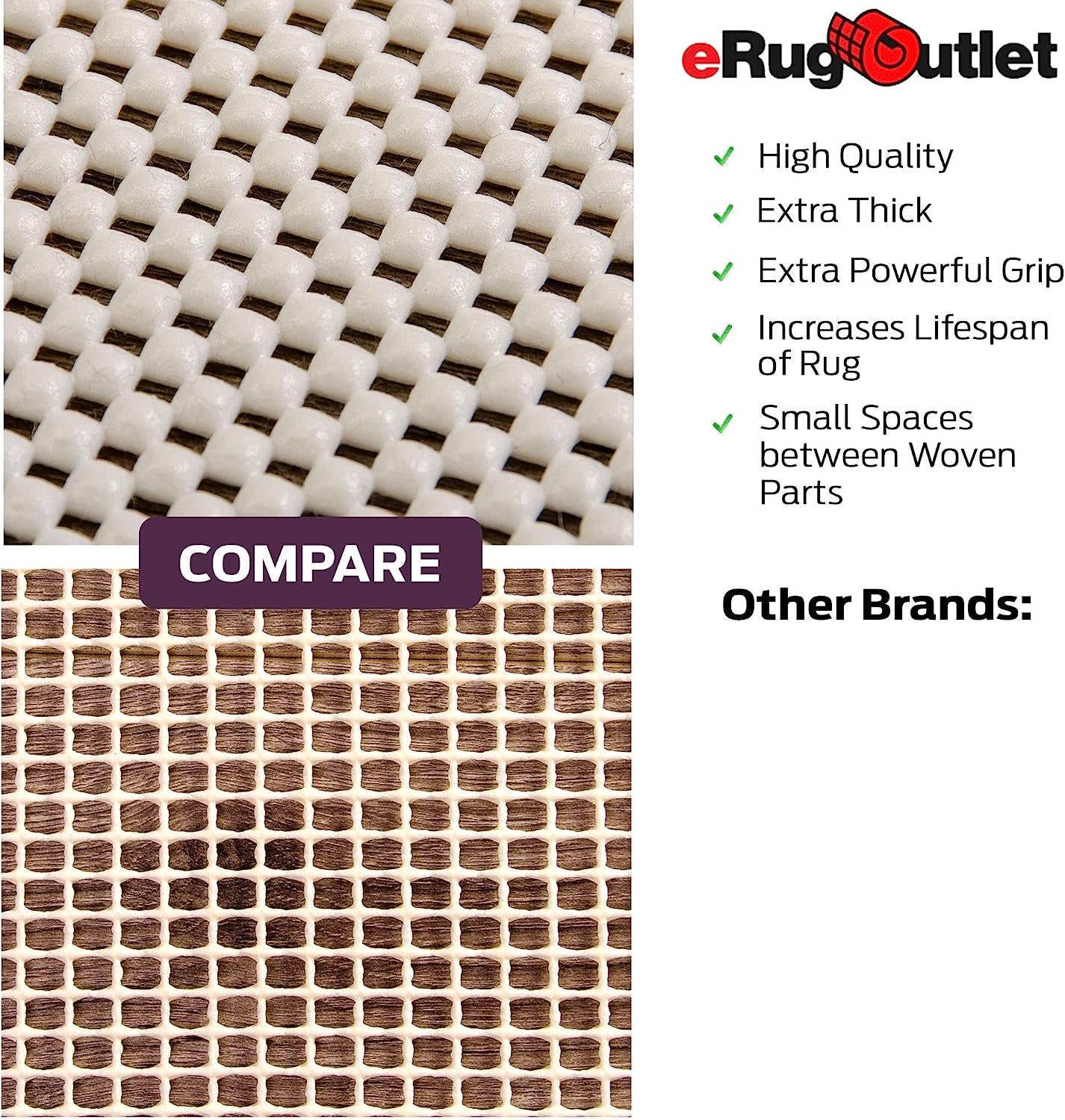 8' x 11' Extra Thick Non-Slip Rug Pad - Provides Grip, Comfort, Cushion, and Protection for Rugs and Mattresses on Hard Surfaces - Rug Underpad