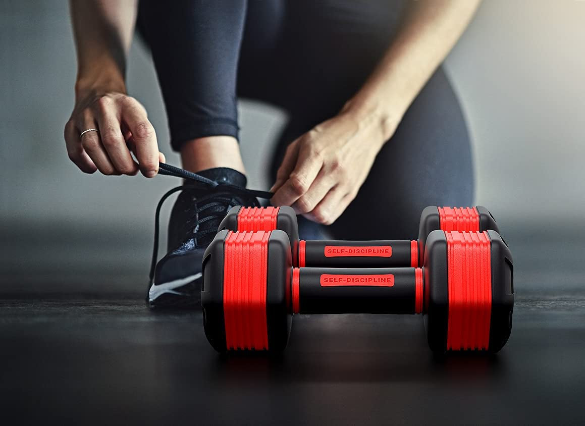 Adjustable Dumbbell Set - 5-in-1 Weight Options, Non-Slip Neoprene Handles, Ideal for Home, Gym, Office.