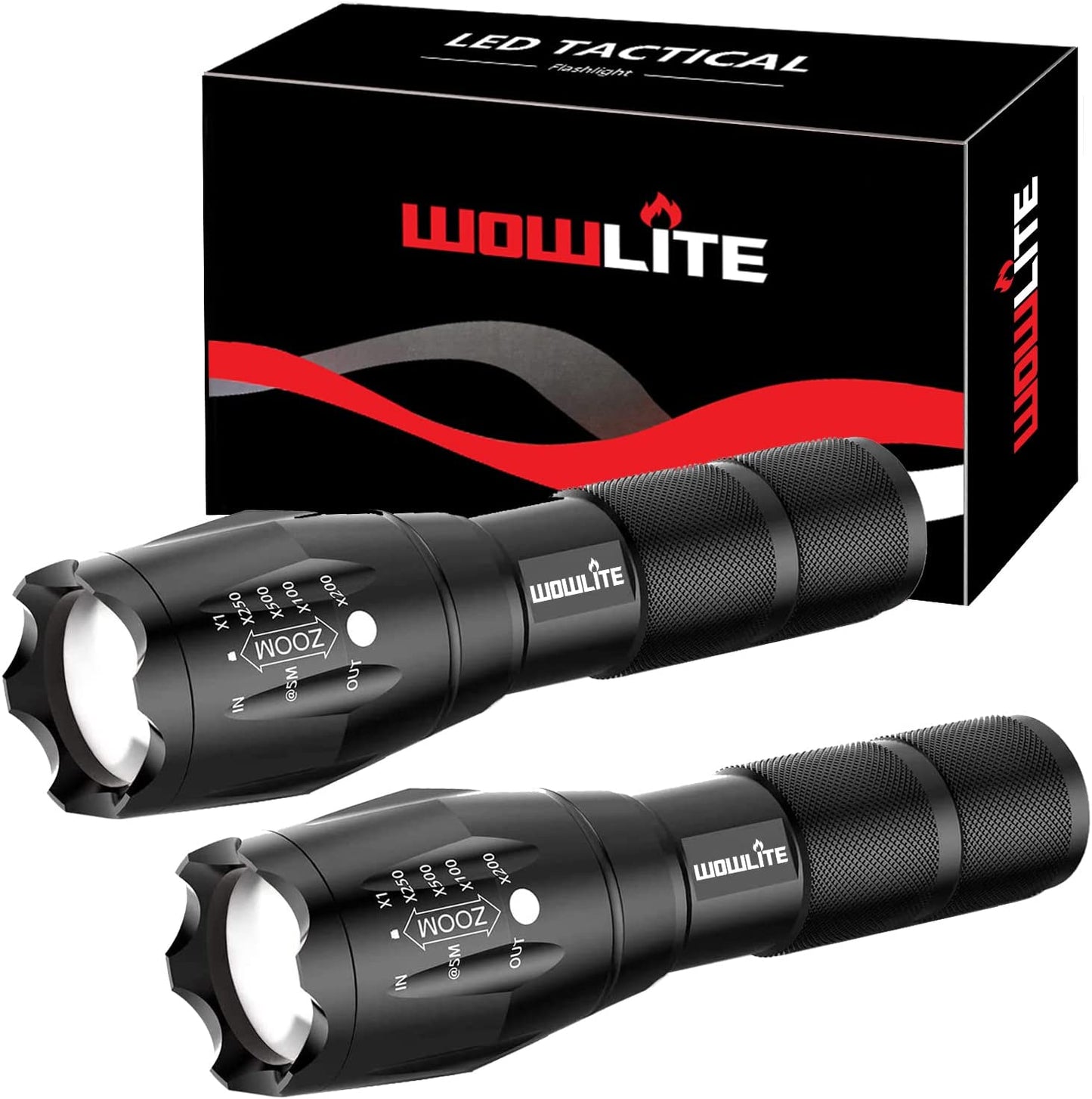Tactical Flashlight: Ultra Bright XML T6 LED Torch with 5 Light Modes & Adjustable Focus. Comes in a 2-Pack, Ideal for Emergency, Camping, and Hiking.