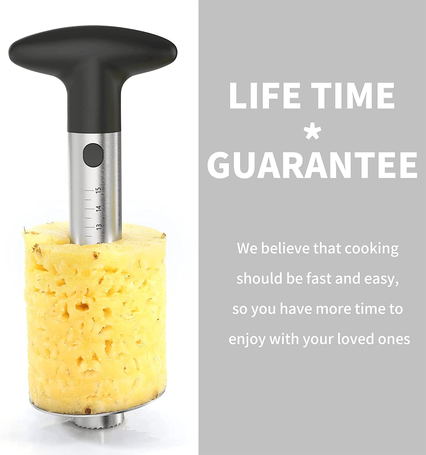 Pineapple Corer Cutter, Stainless Steel Fruit Pineapple Peeler Slicer [Upgraded, Reinforced, Thicker Blade], Pineapple Core Remover with Measure Mark, Kitchen Tool for Diced Pineapple Rings
