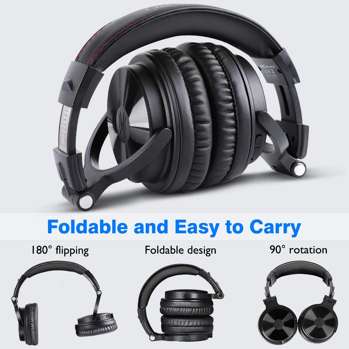 Studio Wireless (Y80B)  Bluetooth Over Ear Headphones - Foldable Headset with 110 Hrs Wireless/Wired Stereo Bluetooth, Deep Bass, and 50mm Neodymium Drivers for PC/Phone.