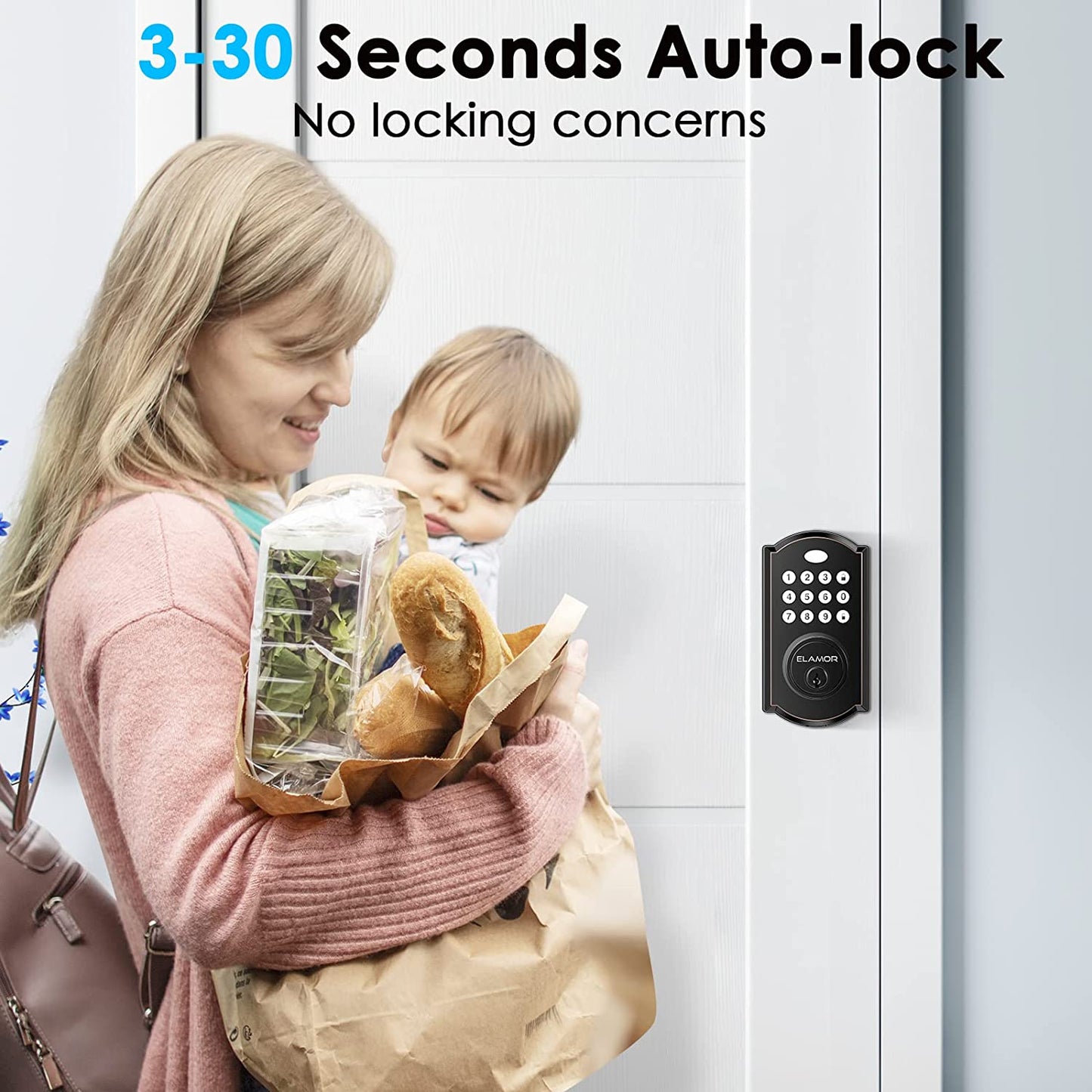 Smart Lock, Keyless Entry Door Lock with Bluetooth, Electronic Deadbolt with Keypads Easy to Install, 50 User Codes, Security Waterproof Smart Locks for Front Door, Home Use, Apartment