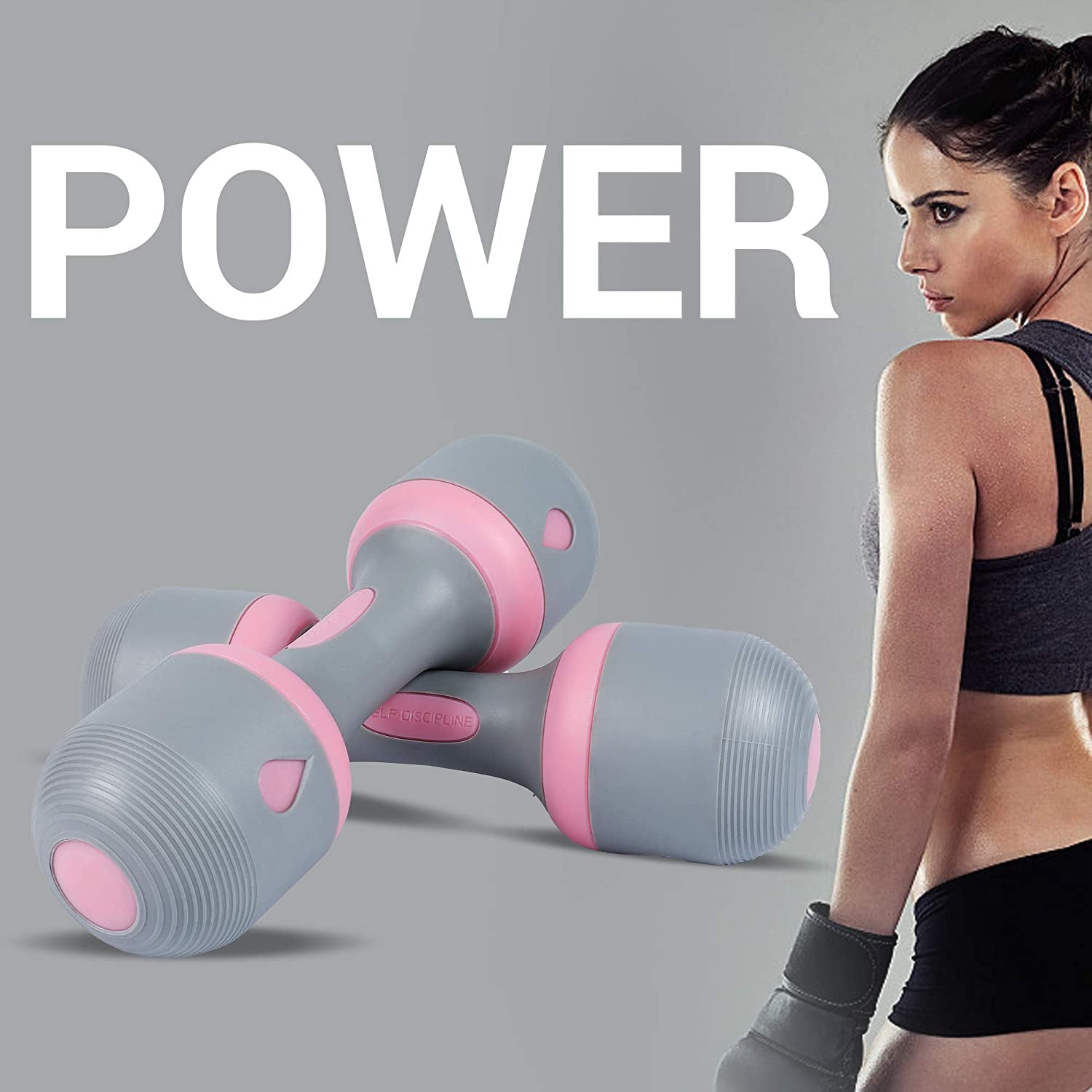 Adjustable Dumbbell Set for Women - 5-in-1 Weight Options, Non-Slip Neoprene Handles, Home/Gym/Office.