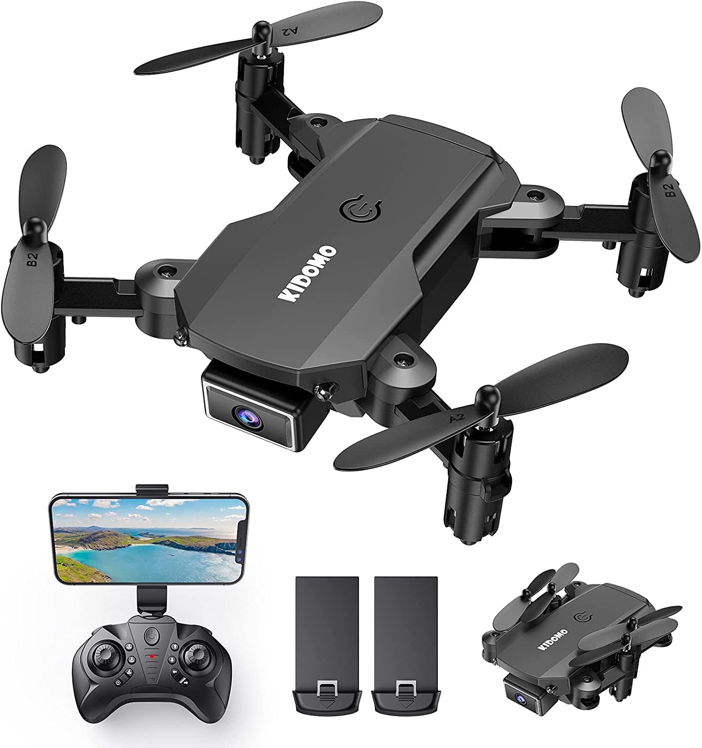 Foldable Mini Drone with 1080P HD Camera - Suitable for Kids and Adults, Remote Control FPV Camera, Comes with 2 Batteries and 9 Play Modes, Perfect for Aerial Entertainment.