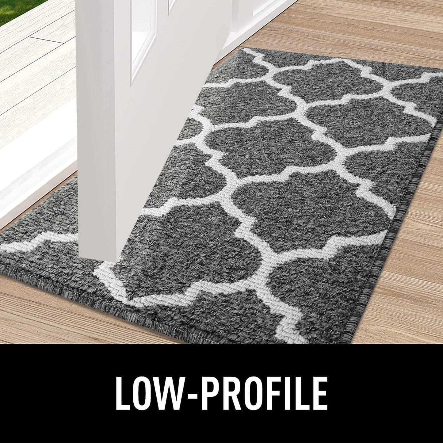 Black Entryway DoorMat: 59" x 36" Non-Slip, Dirt-Resistant, Absorbent Indoor Mat, Low-Profile, Washable for Front and Back Doors