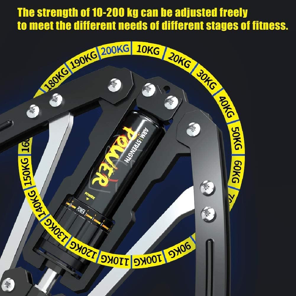 Adjustable Hydraulic Power Chest Expander - Strengthen Arms, Shoulders. Resistance: 22-440lbs. Home Gym Equipment.