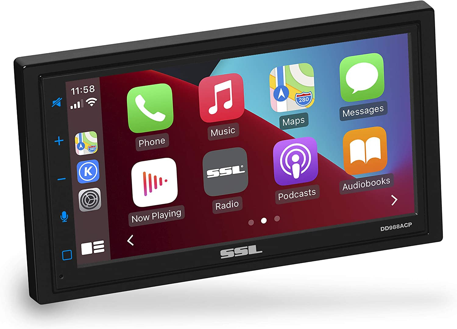 Car Audio Stereo System - Features Apple CarPlay, Android Auto, 6.75 Inch Double-Din Touchscreen, Bluetooth Audio and Calling Capabilities. This Head Unit does not include a CD Player but serves as a Radio Receiver.