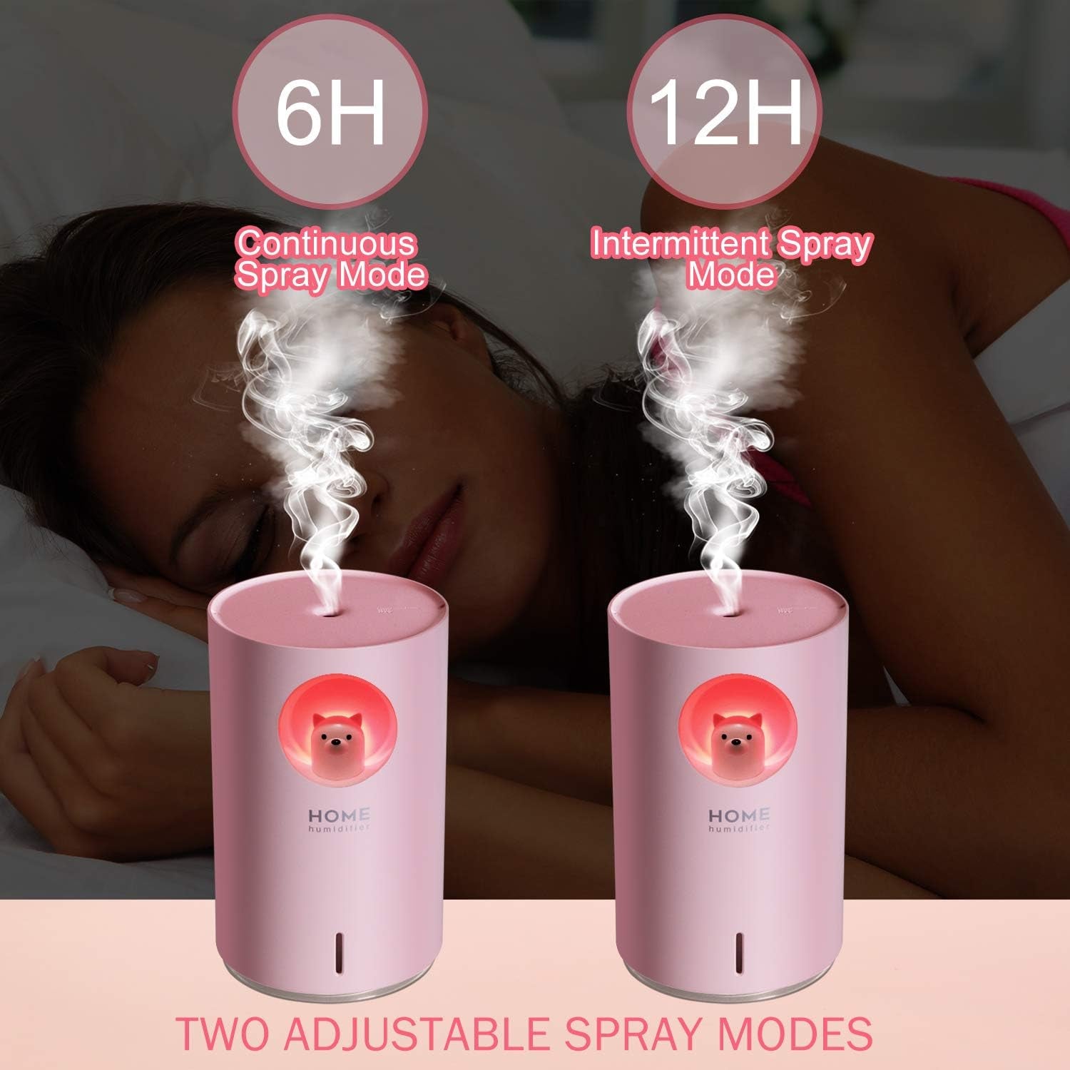 Compact Portable Humidifier with 700ml Capacity, 7 Colors LED Night Light, Waterless Auto Shut-Off, Ultra-Quiet Operation - Ideal for Bedroom, Baby Room, Home Office