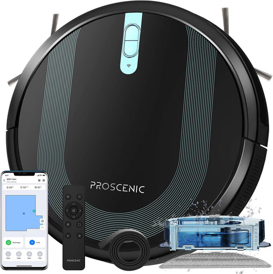 Robot Vacuum and Mop Combination: Wi-Fi/App/Alexa/Siri Controlled Robotic Vacuum Cleaner with Gyro Navigation, Includes Boundary Strip, Self-Charging, Slim Design, Ideal for Hard Floors, Pet Hair, and Carpets