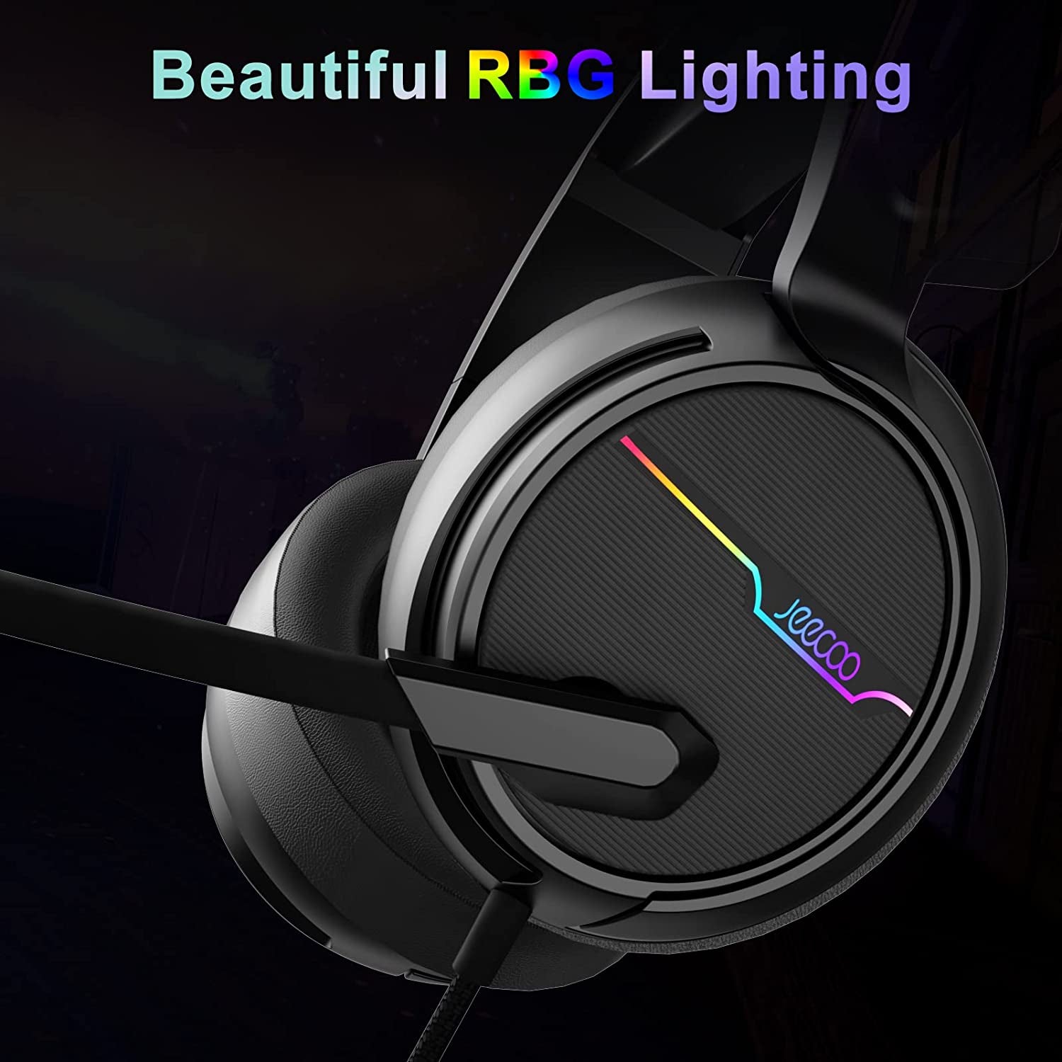 USB Pro Gaming Headset V20U for PC - 7.1 Surround Sound Headphones with Noise Cancelling Microphone. Features RGB Lights and Memory Foam Ear Pads. Compatible with Laptops.