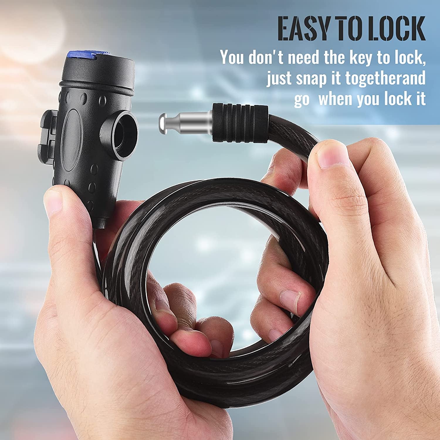 4ft Heavy Duty Bike Cable Lock with Mounting Bracket - Weatherproof Steel Coiled Key Lock for Bicycles, Motorcycles, Scooters, and Skateboards