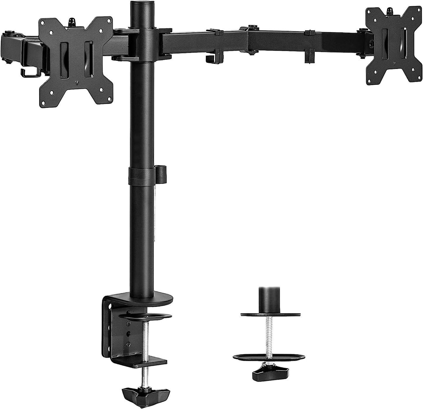  Dual Monitor Desk Mount - Robust and Adjustable Stand for Two 30-Inch LCD LED Screens, Black