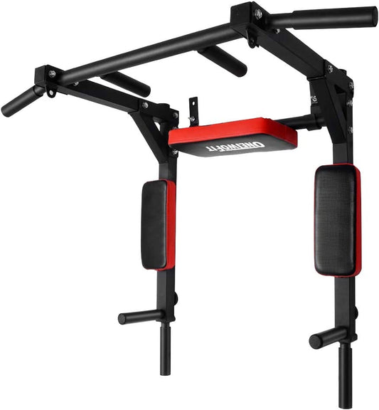 Wall Mounted Multifunctional Pull Up Bar and Dip Station for Home Gym Workout - Power Tower Set with 440 Lbs Weight Capacity - Training Equipment for Fitness and Strength Training OT126