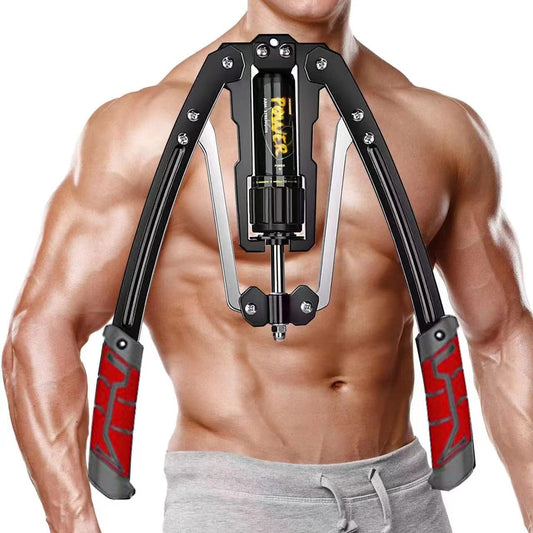Adjustable Hydraulic Power Chest Expander - Strengthen Arms, Shoulders. Resistance: 22-440lbs. Home Gym Equipment.