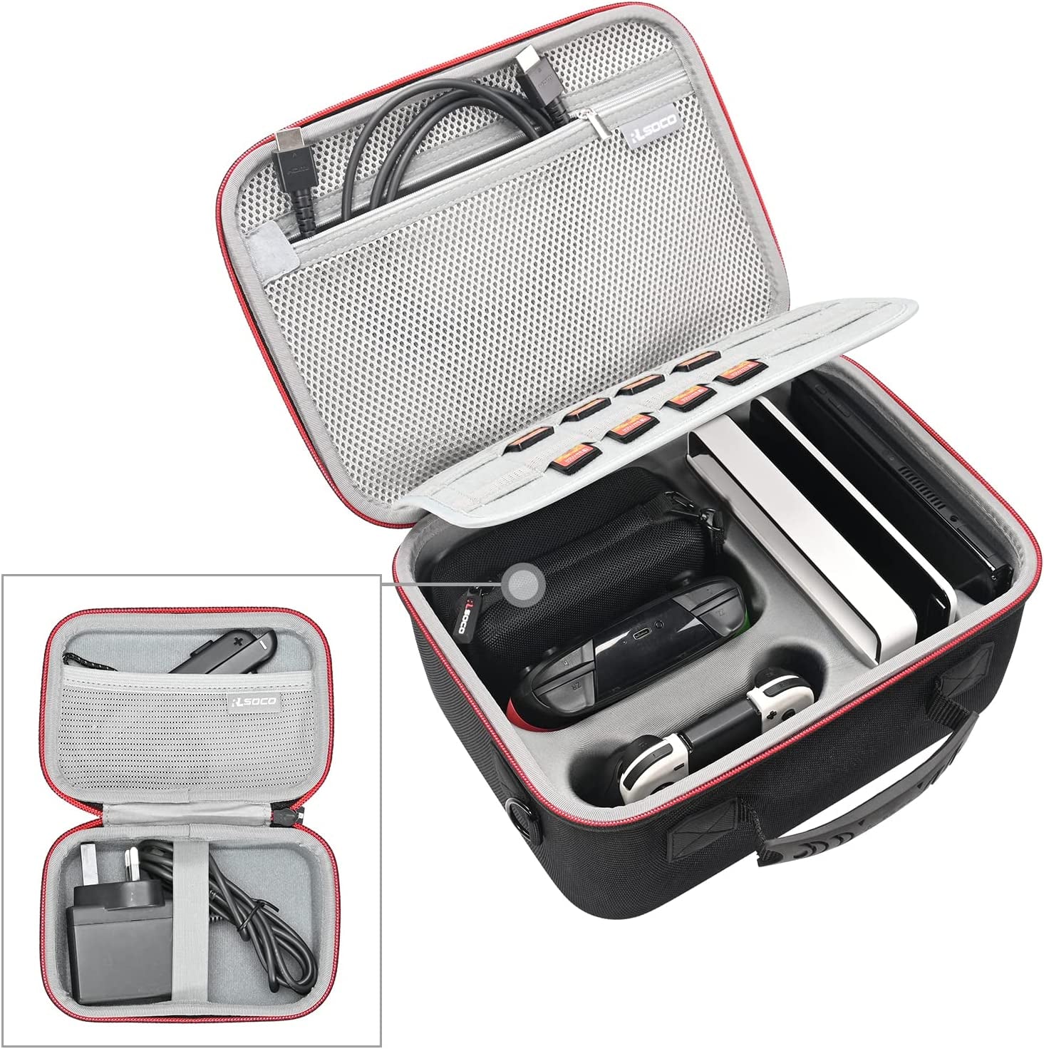 Carrying Case for Nintendo Switch and Accessories - Compatible with Additional Nintendo Switch Pro Controller and Poke Ball Plus