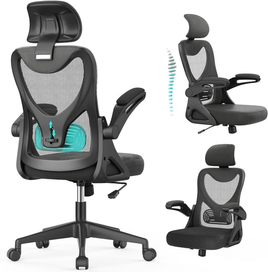 Ergonomic Office Chair with Adjustable Headrest, Lumbar Support, and Armrests - High Back Computer Chair for Comfortable and Productive Work