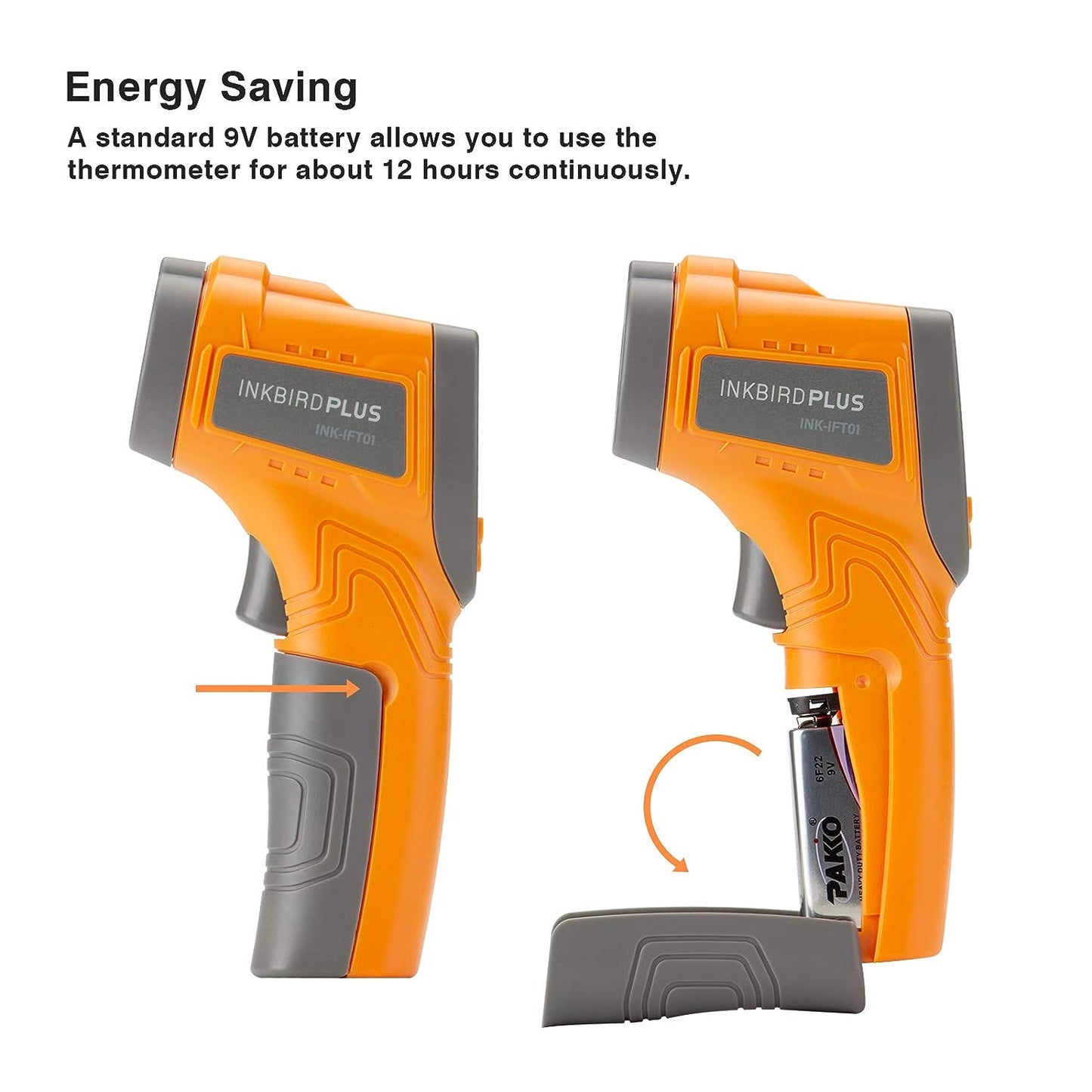 Infrared Thermometer - A Non-Contact Digital Laser Temperature Gun with a wide range of -58℉~1022℉ for instant temperature reading. It's adjustable emissivity makes it suitable for various applications including Cooking, Pizza Oven, Meat, Barbecue Grill