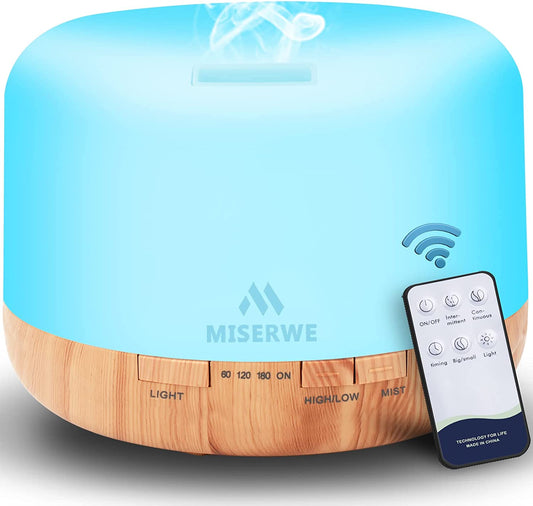 500ml Essential Oil Diffuser with Remote Control: Waterless, Automatic Shut-Off, Adjustable Timing Mode for Home Use.