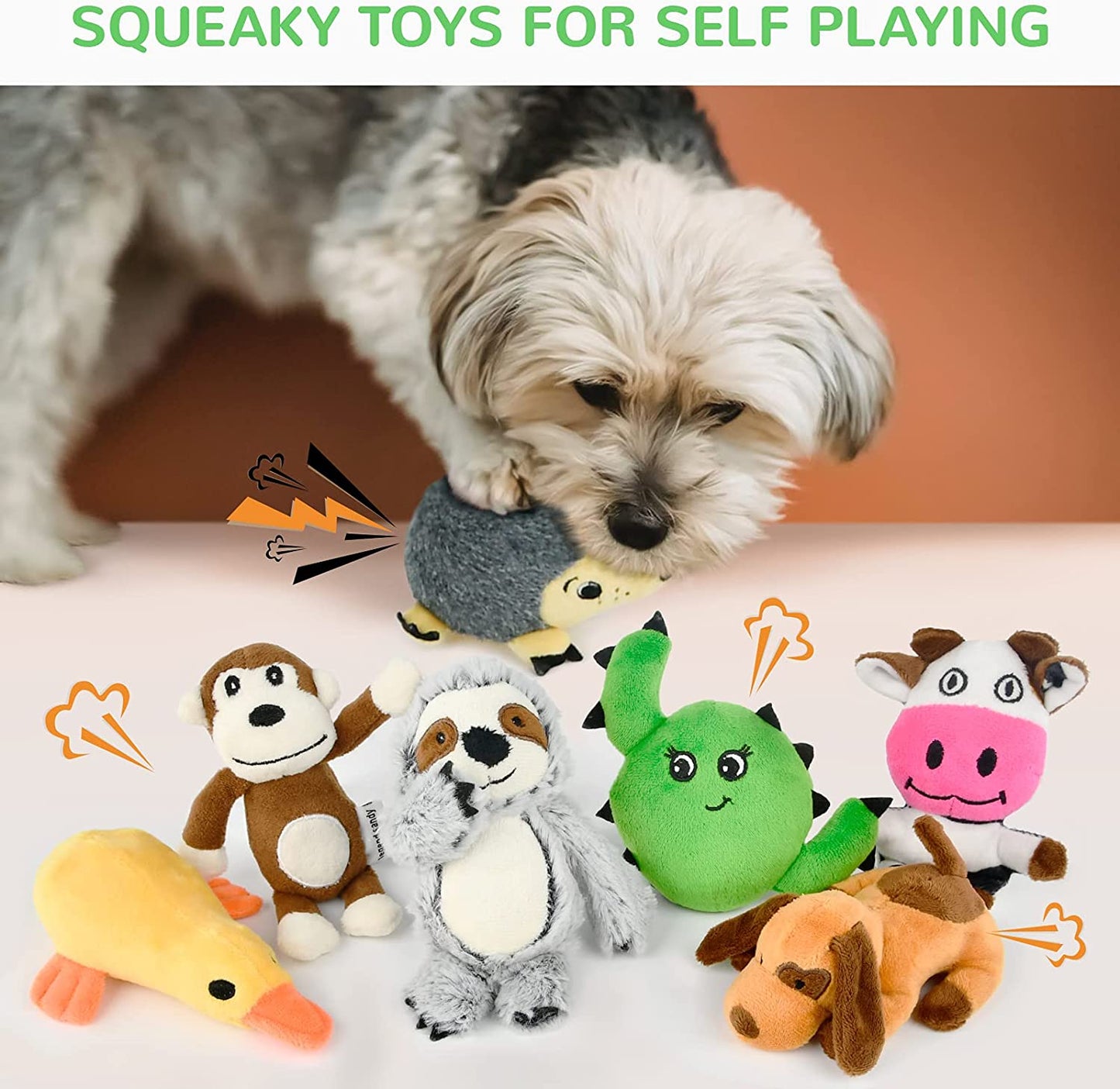 12-Pack Dog Squeaky Toys for Small Dogs - Includes Cute Puppy Toys for Teething - Stuffed Plush Dog Toy Bundle - Natural Cotton Puppy Rope Toy - Ideal Dog Chew Toys for Puppies - Perfect Pet Toys for Small Dogs.