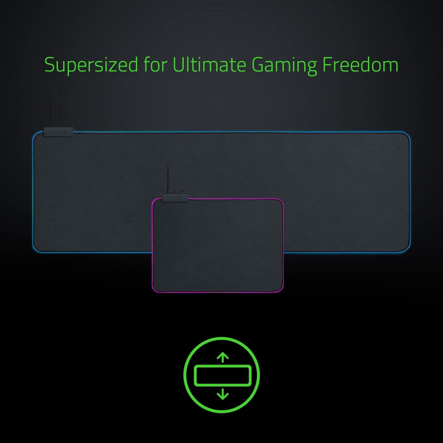 Wide Classic Black Gaming Mousepad: Extended Size with Customizable Chroma RGB Lighting - Soft Cloth Material for Balanced Control and Speed - Non-Slip Rubber Base