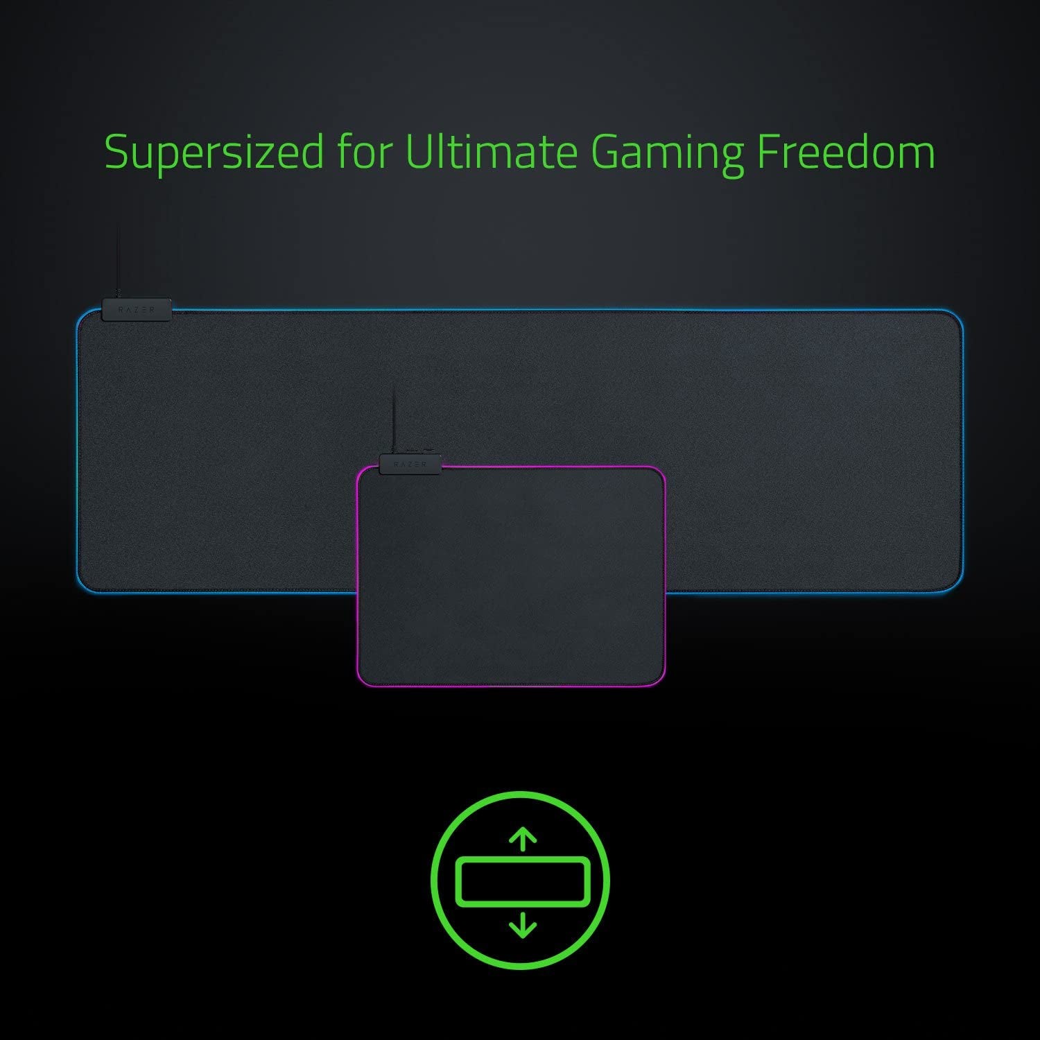 Wide Classic Black Gaming Mousepad: Extended Size with Customizable Chroma RGB Lighting - Soft Cloth Material for Balanced Control and Speed - Non-Slip Rubber Base