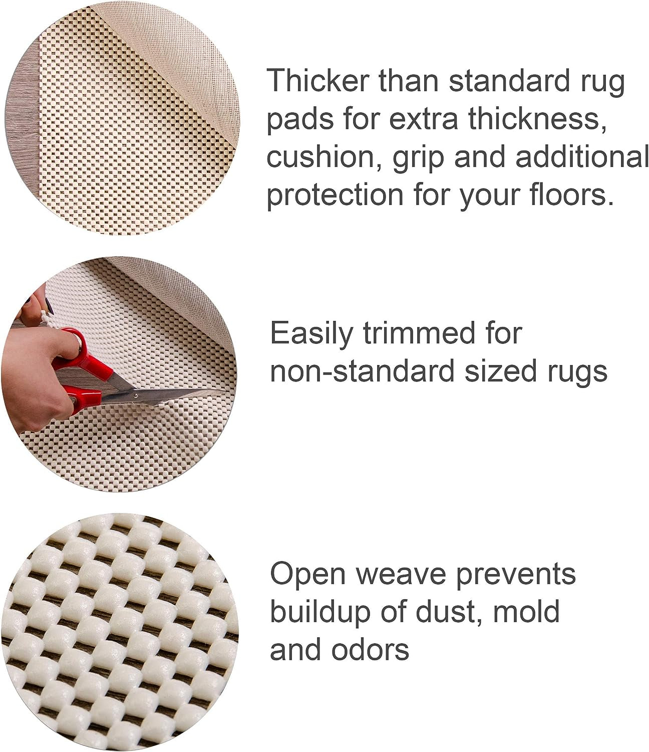 8' x 11' Extra Thick Non-Slip Rug Pad - Provides Grip, Comfort, Cushion, and Protection for Rugs and Mattresses on Hard Surfaces - Rug Underpad