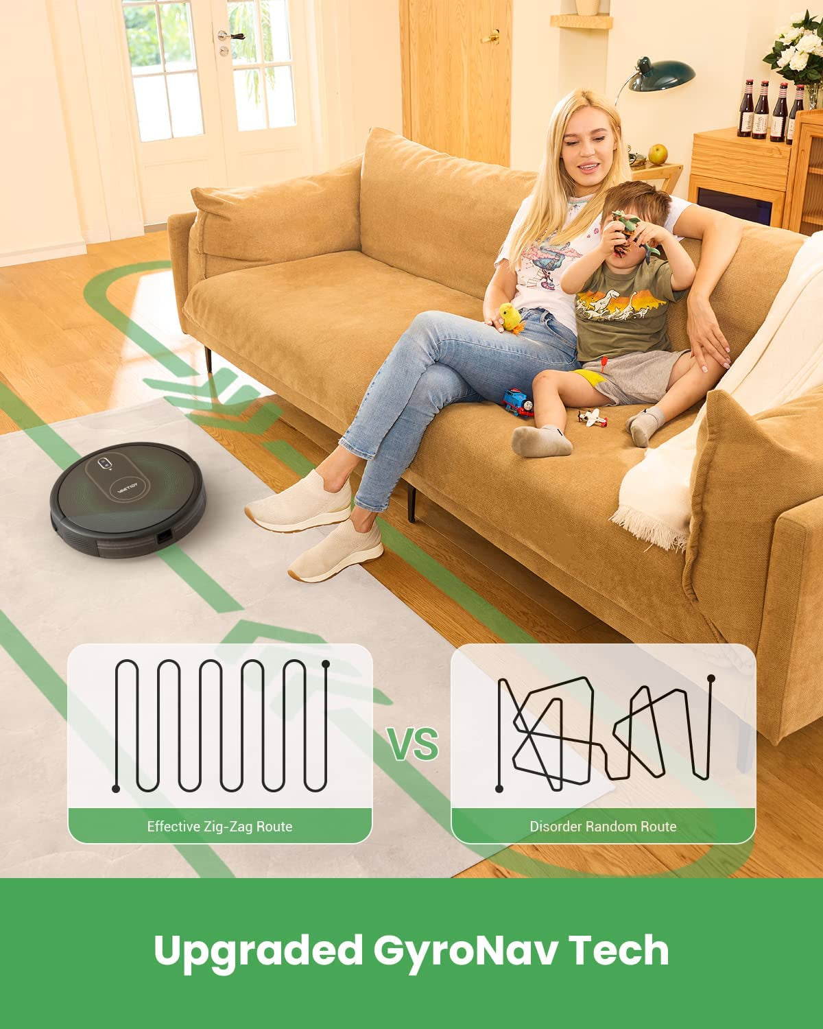 Nimble T8 Robot Vacuum and Mop Combo: GyroNav Navigation, 3000Pa Strong Suction, Siri/APP/Alexa/WiFi Control, Self-Charging, Suitable for Hard Floors, Carpets, and Pet Hair Cleaning