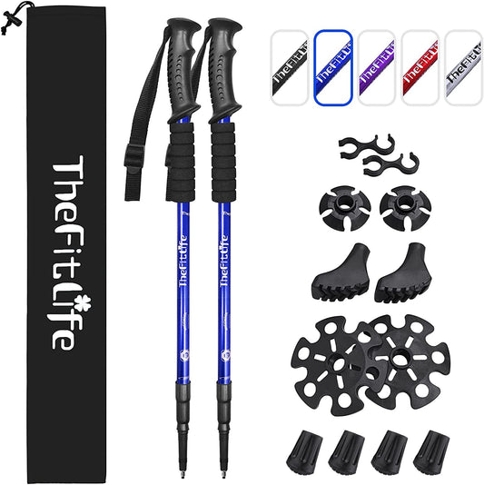 Walking Trekking Poles - Set of 2 with Antishock and Quick Lock System, Telescopic, Collapsible, Ultralight for Hiking, Camping, Mountaineering, Backpacking, Walking, Trekking