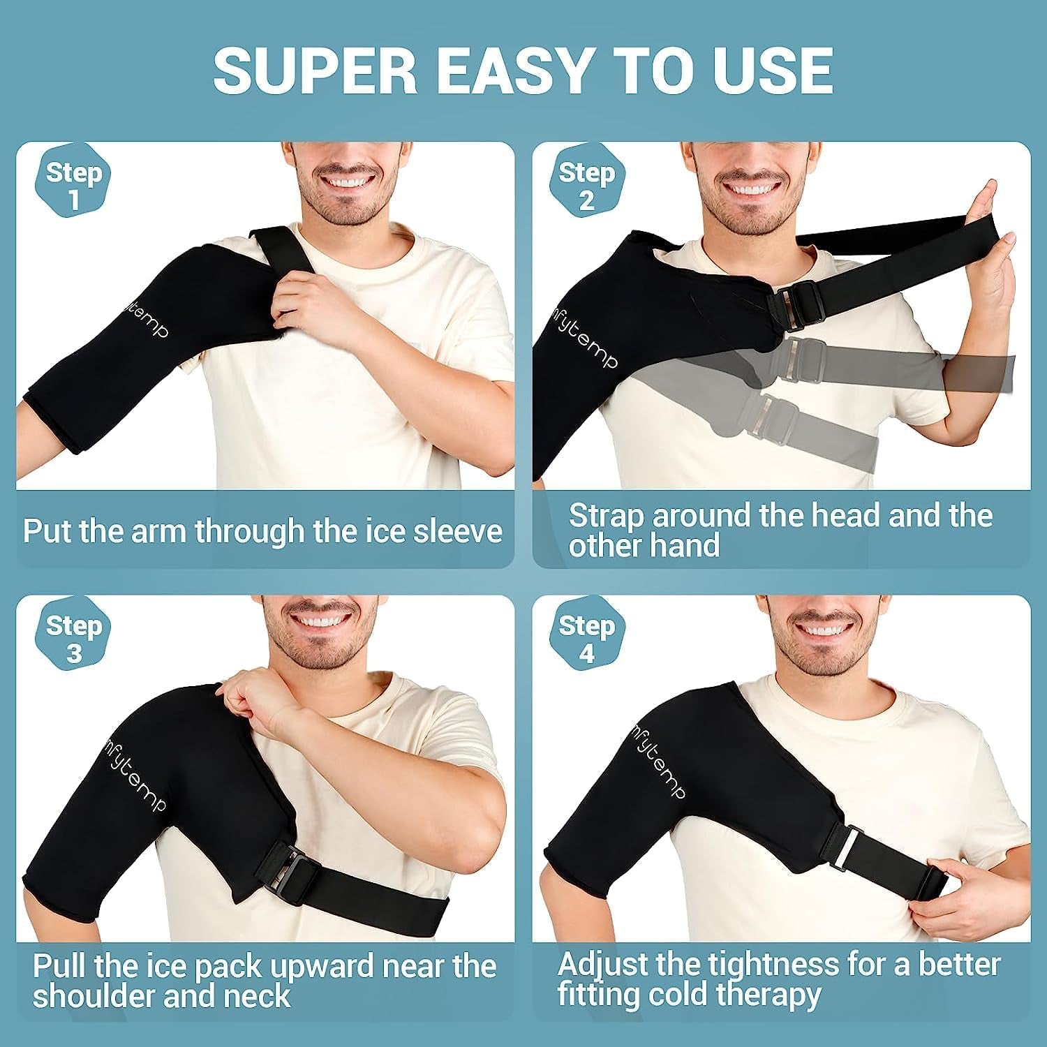  Reusable Gel Ice Wrap for Shoulder Injuries - Shoulder Support Ice Pack for Rotator Cuff, Frozen Shoulder, Sports Injuries, and Surgery Recovery