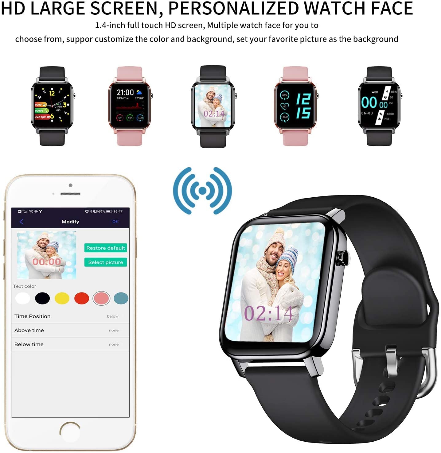 Advanced Smartwatch with Full Touch Screen, Fitness Tracking, Health Monitoring, and IP68 Waterproofing for iOS and Android Devices