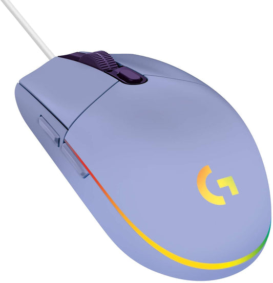 Wired Gaming Mouse 203: 8,000 DPI, Rainbow Optical Effect LIGHTSYNC RGB. Features 6 Programmable Buttons, On-Board Memory, and Screen Mapping. Compatible with PC/Mac Computer and Laptop. Available in Lilac.