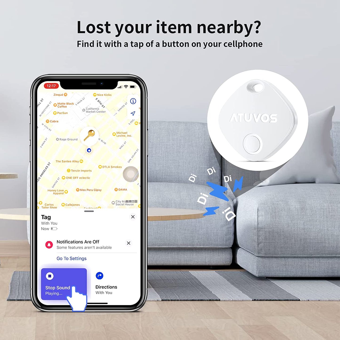 4-Pack Smart Luggage Tracker Tag - Key Finder Compatible with Apple Find My (iOS Only) - Bluetooth Item Locator for Wallets, Bags, Suitcase - Up to 400Ft Range - Replaceable Battery - Water-Resistant