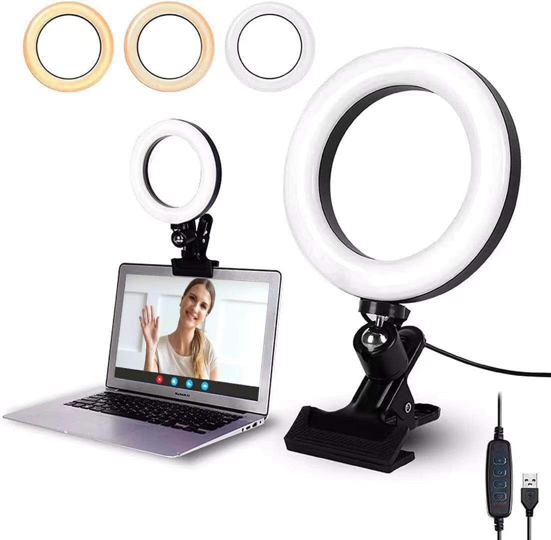 Video Conference Lighting Kit - LED Ring Light - Clip-On Design for Computers, Monitors, and Laptops - Ideal for Zoom Calls, Remote Working, Distance Learning, Webcams, Self Broadcasting, and Live Streaming 