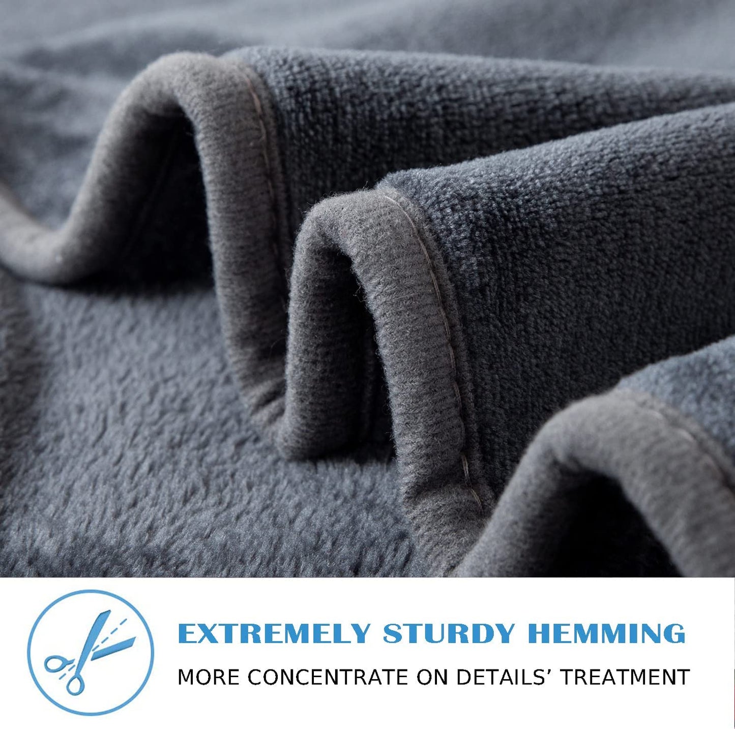 350GSM Fleece Blanket: Lightweight Microfiber Anti-Static Blanket in Dark Grey color, measuring 50x60 inches. Perfect as a Bed Throw Blanket.