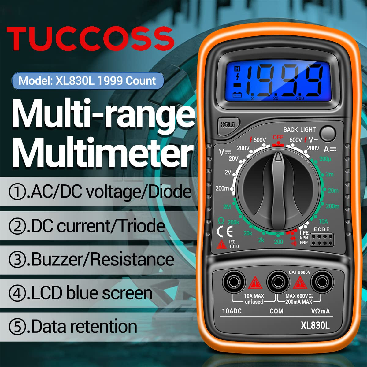 Electronics Tool Kit: Digital Multimeter, 60W Soldering Iron, 5 Soldering Iron Tips, 2 Solder Wire Rolls, Soldering Iron Stand, PU Carry Bag, and Battery Included