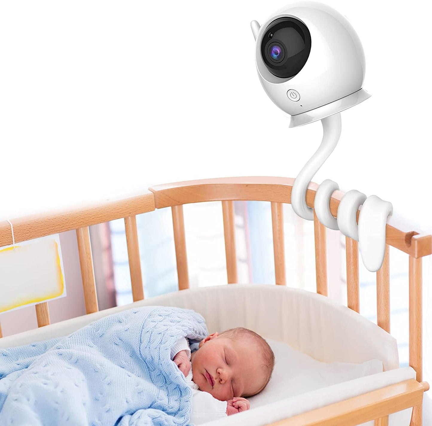 Universal Baby Monitor Holder Shelf: Flexible Camera Stand with No Drilling required for Nursery. Compatible with Baby Monitor Camera featuring a 1/4 Threaded Hole. Ideal for Crib Mounting.