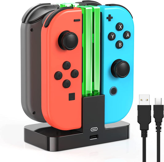 Joycon Controller Charger Dock for Nintendo Switch/Switch OLED - Charging Stand Station with USB Type-C Charging Cord - Compatible with Switch/Switch OLED Controller Accessories