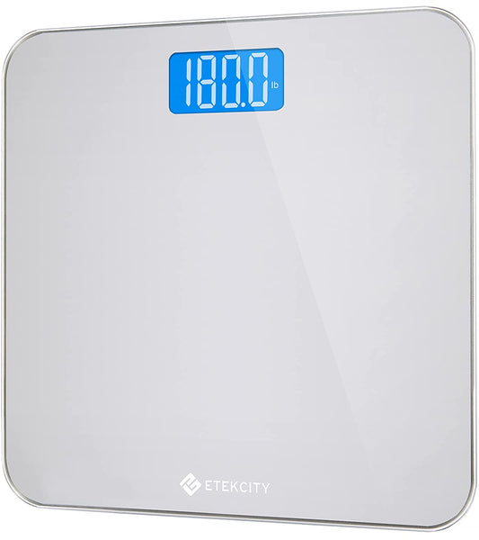 Round Corner Bathroom Body Weight Scale: Digital Scale with Large Backlit Display and High Precision Measurements. Supports up to 400 lb/180 kg.