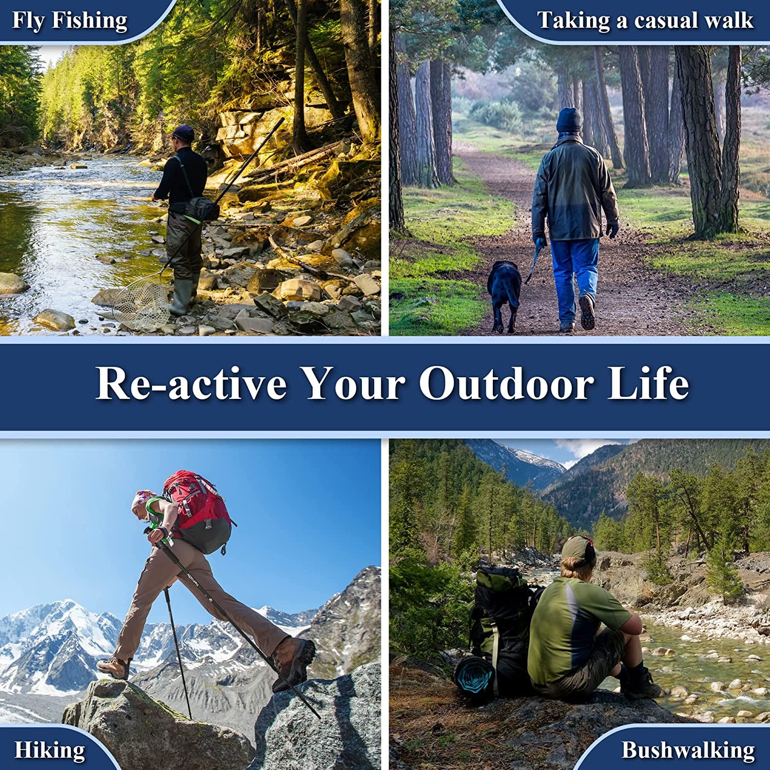 Walking Trekking Poles - Set of 2 with Antishock and Quick Lock System, Telescopic, Collapsible, Ultralight for Hiking, Camping, Mountaineering, Backpacking, Walking, Trekking