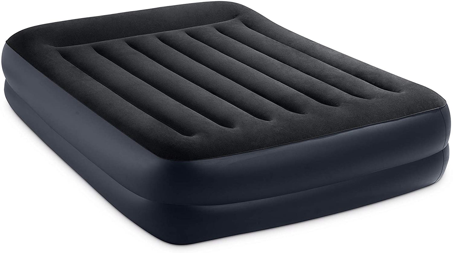 Dura-Beam Plus Pillow Rest Air Mattress - Queen Size with Fiber-Tech Construction, Built-in Electric Pump, 16.5in Bed Height, Supports up to 600lb Weight Capacity