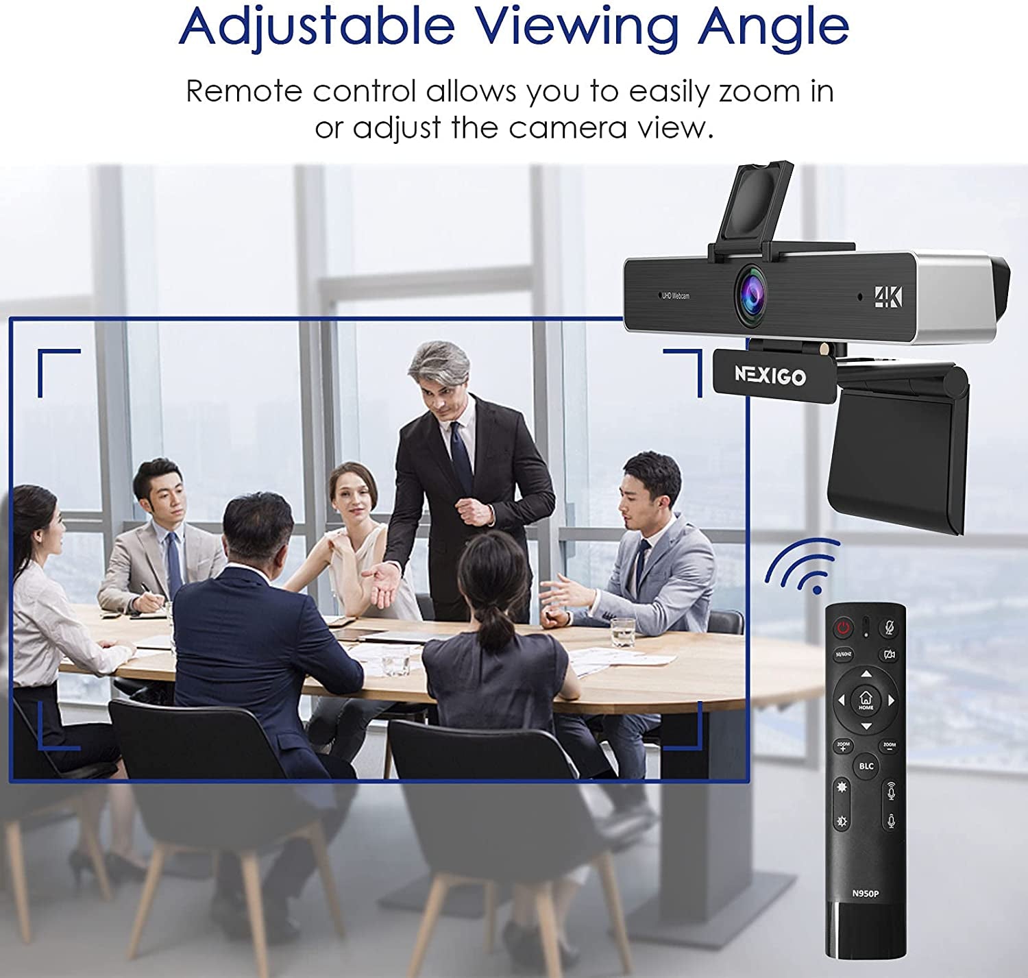 Zoom-Certified 4K Webcam with Remote Control and Sony Starvis Sensor - 5X Digital Zoom, Dual Stereo Mics - Perfect for Zoom, Skype, Teams, Twitch