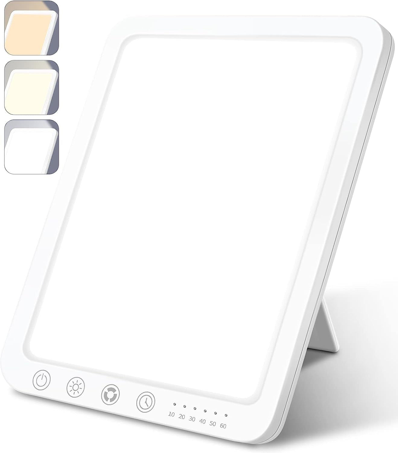 UV-Free Light Therapy Lamp with Timer, 12,000 Lux Brightness, 5 Brightness Levels, 3 Color Temperature Modes, Memory Function, Wall-Mountable with 180° Rotatable Stand, Compact for Home Office and Travel