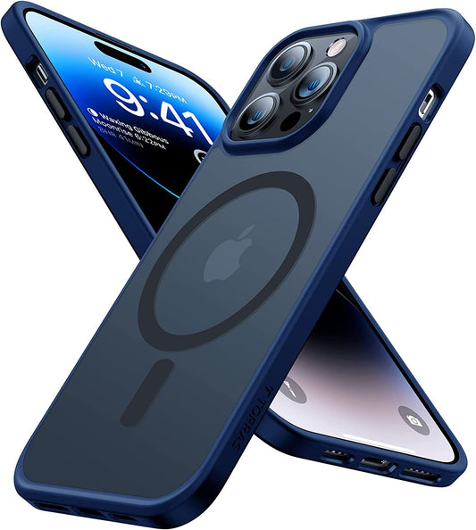 Magnetic Guardian Case for iPhone 14 Pro Max - Military Grade Drop Tested - Compatible with MagSafe - Slim and Translucent Matte Design - Designed for iPhone 14 Pro Max (6.7") - Color: Blue.