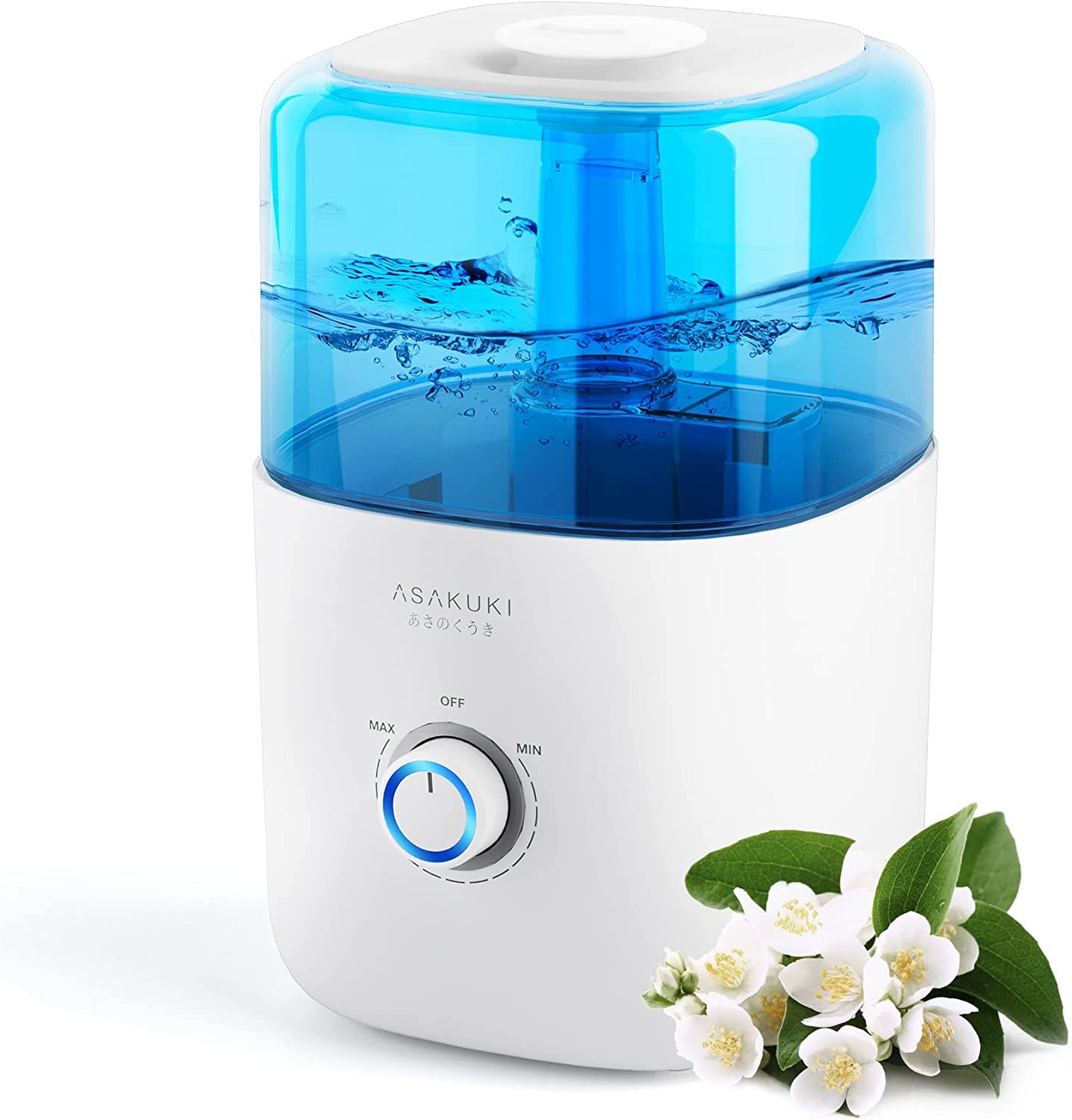 Bedroom Humidifier: Top Fill Design with 3L Capacity, also Works as an Oil Diffuser. Suitable for Baby, Kids, Nursery, and Plants. Operates Quietly at 22dB Ultrasonic Humidification with 300ml/H Output. Features 360° Nozzle and Auto Off Function.