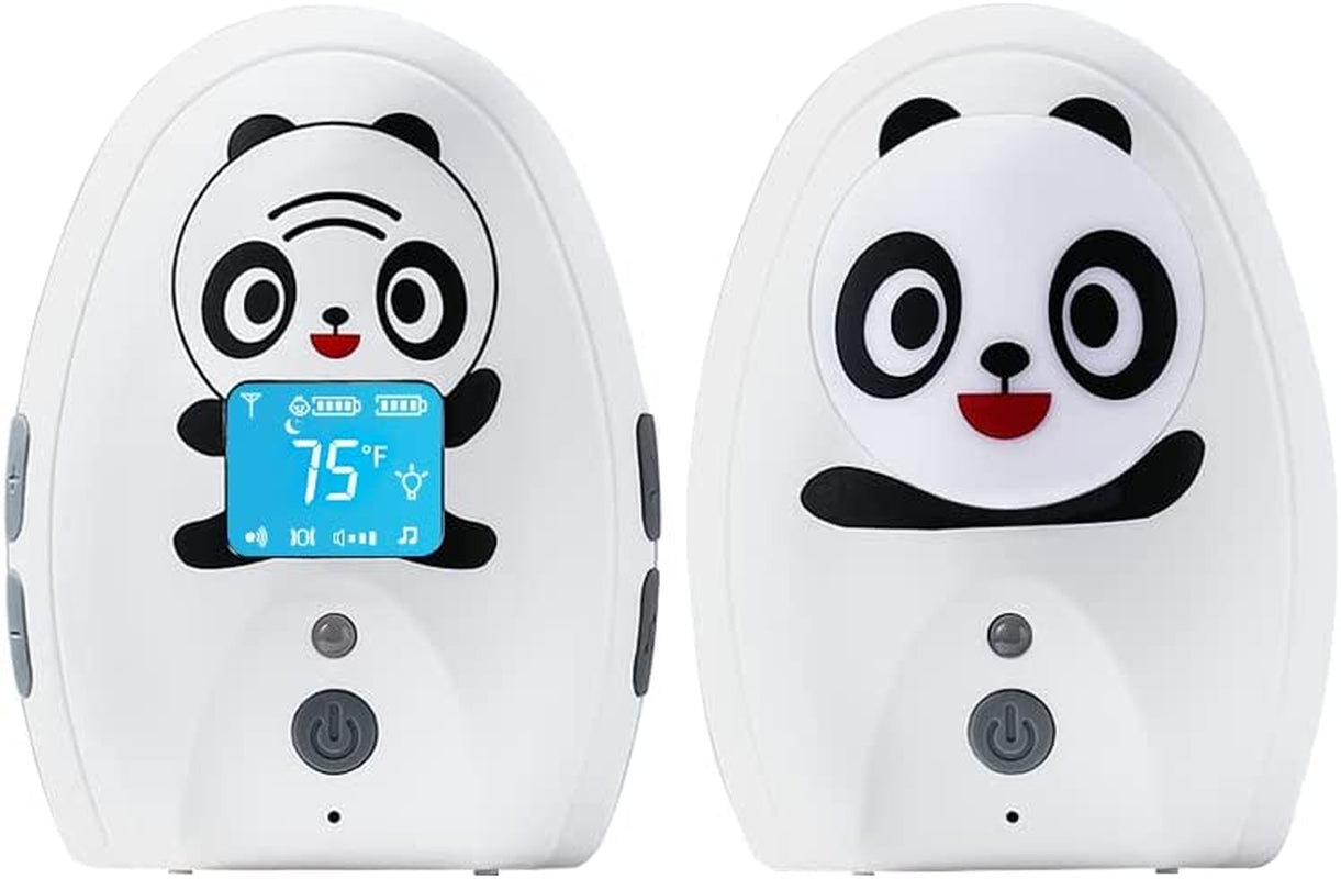 Mustang Panda Audio Baby Monitor - Features Two-Way Talk, Long Range up to 1000 ft, Temperature Monitoring with Warning, Lullabies, Vibration Alerts, LCD Display, and comes with 2 Adaptors and 1 Rechargeable Battery for convenience.