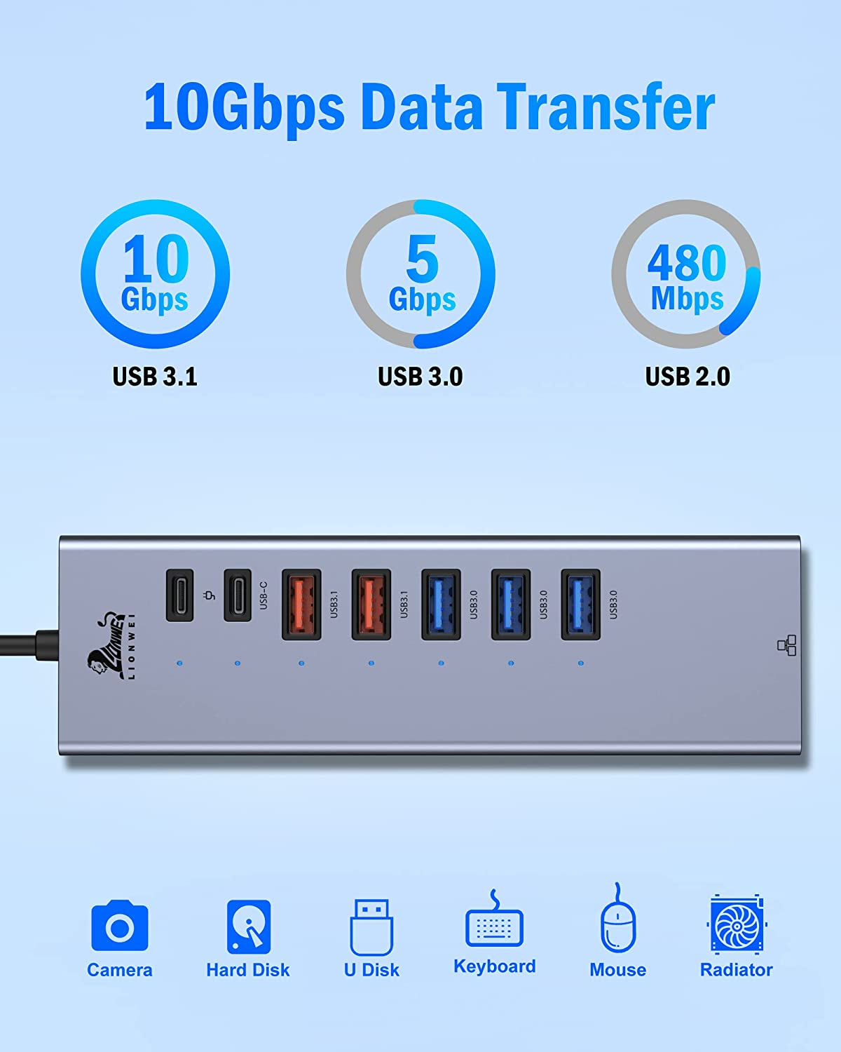 10-in-1 USB C Docking Station with Dual Monitor Support, HDMI Adapters, Ethernet, and High-Speed USB Connectivity for Dell, HP, Lenovo, and MacBook