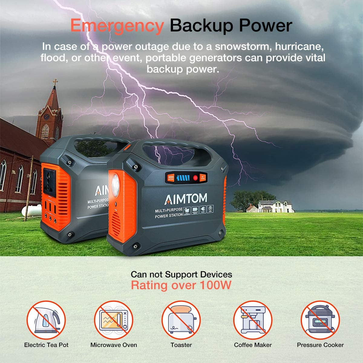 Portable Solar Generator, 42000mAh 155Wh Power Station, Emergency Backup Power Supply with Flashlights, for Camping, Home, Road Trip, RV, Travel, Outdoor (110V/ 100W AC, 3X 12V DC, 3X USB Output)