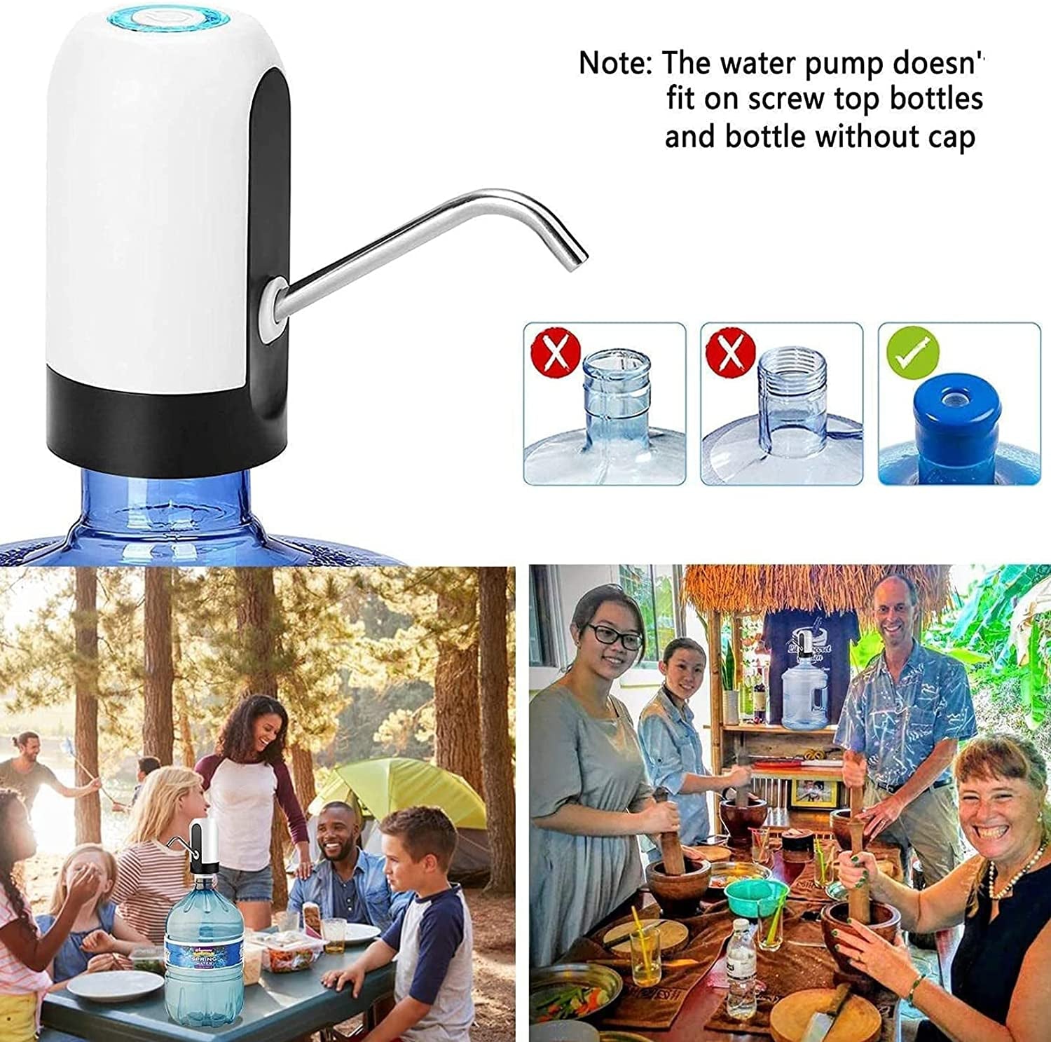 Water Bottle Dispenser Portable - Electric Water Bottle Pump for Universal 5 Gallon Bottle