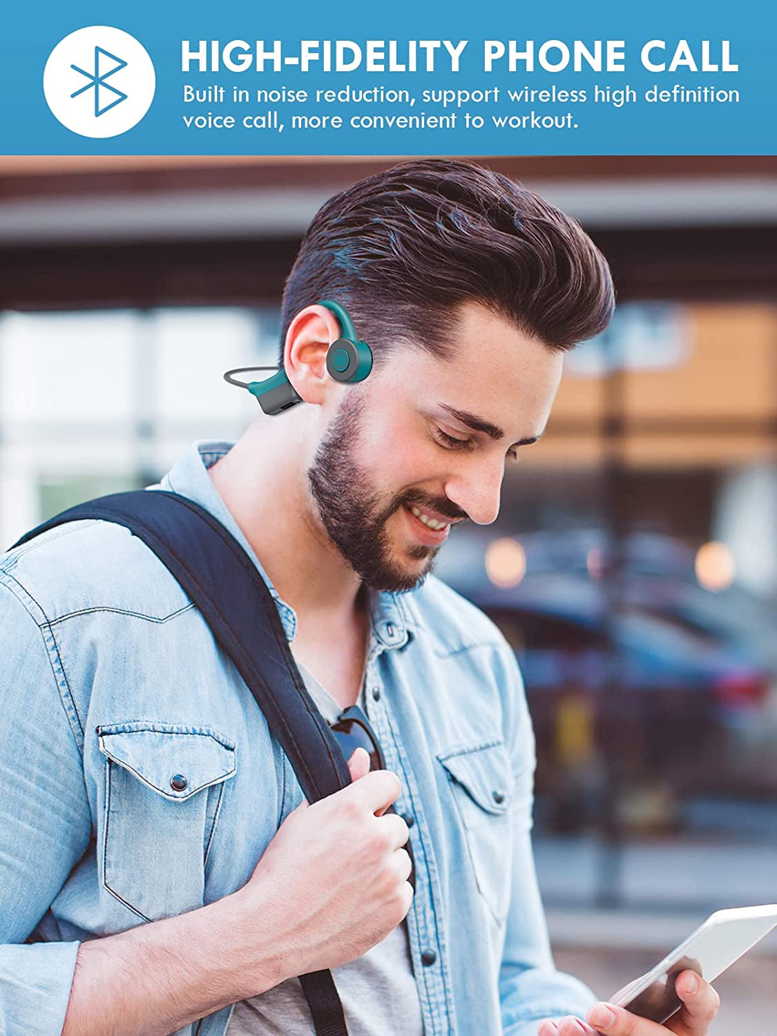 Bluetooth Bone Conduction Headphones - Wireless Open Ear Earphones with Mic for Sports, Hiking, Running, Driving, Cycling, Fitness Workouts, and Walking
