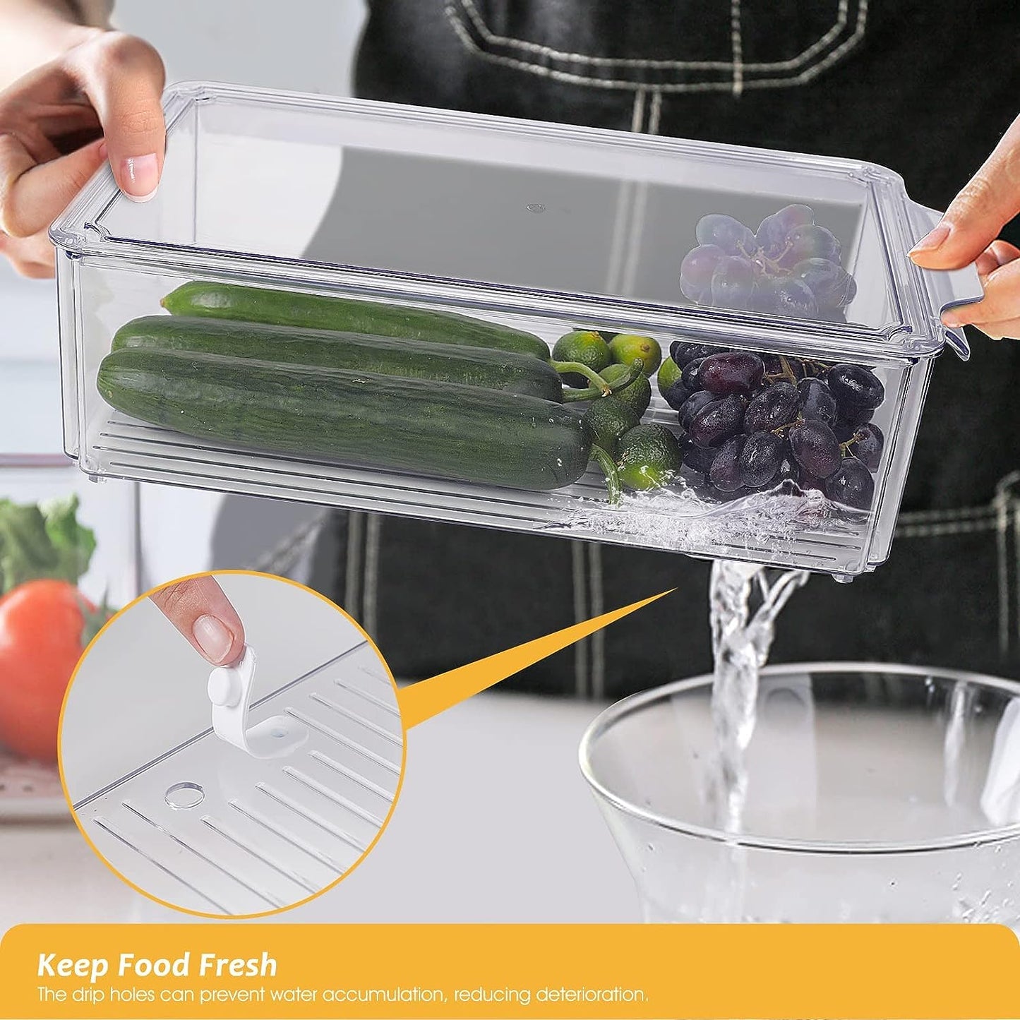 Set of 9 Fridge Organizer Bins with Lids - Clear Stackable Plastic Containers for Refrigerator, Pantry, and Kitchen Storage, BPA-Free and Versatile Organizers in 6 Different Sizes